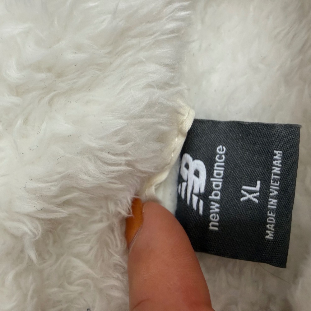 New Balance Womens XL Cream Quilted Sherpa Fleece Quarter Zip Pullover Jacket - Picture 3 of 7